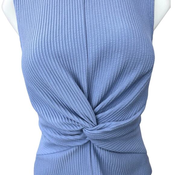 Club Monaco Blue Ribbed Knit Twist Front Stretch Sleeveless Tank Top Size S - Picture 3 of 5
